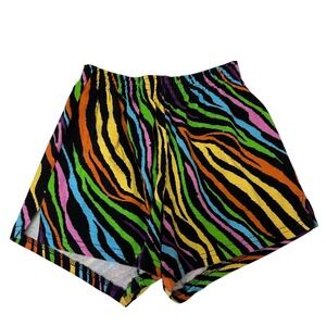 Soffe Neon Zebra Print Shorts Women's Small Multi Color Cotton Cheer Dance 37VE